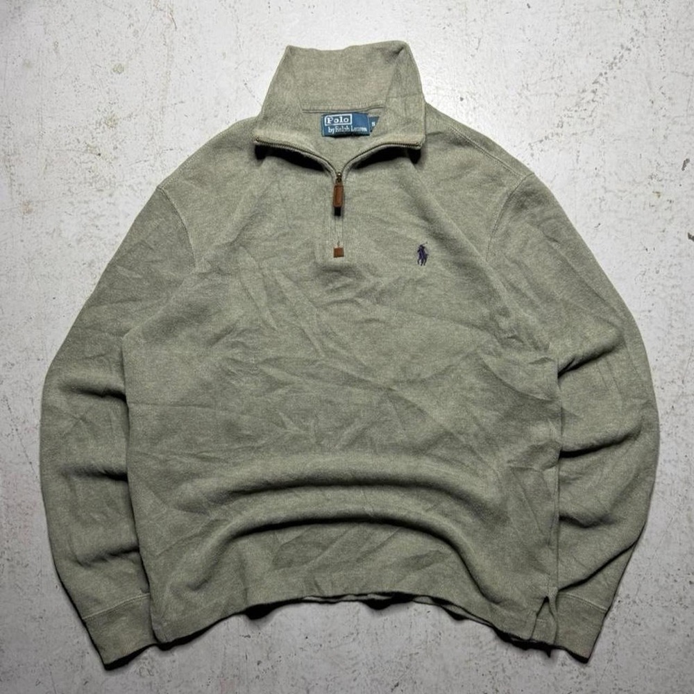 vintage polo ralph lauren quarter zip knit sweater - Picture 2 of 7